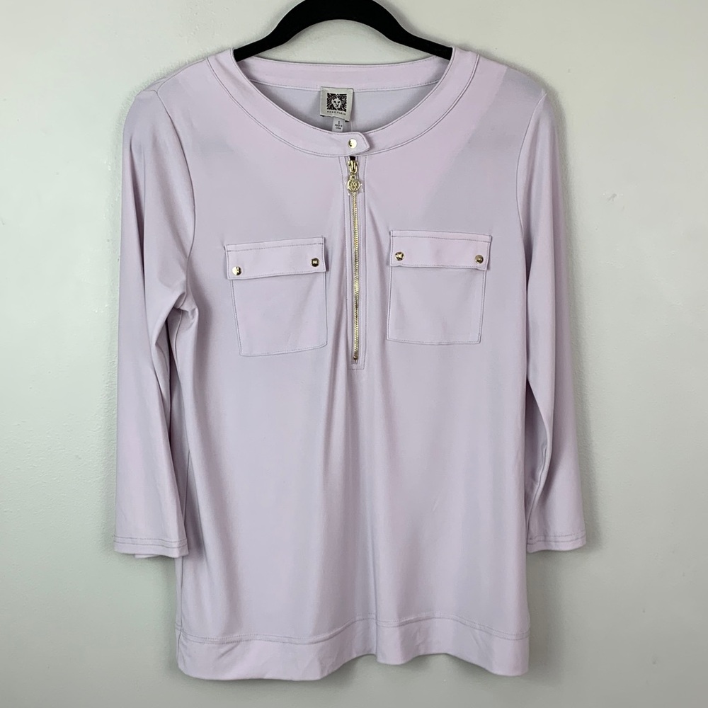 Anne Klein Lavender Women's Top with Gold Accents - Picture 2 of 7